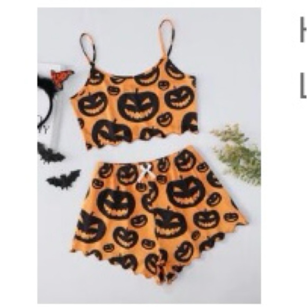 Pumpkin Print Pajama Set
